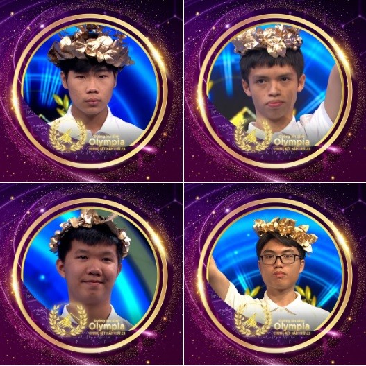 Bốn thí sinh góp mặt trong trận Chung kết Đường lên đỉnh Olympia năm 2023. Ảnh Fanpage chương trình