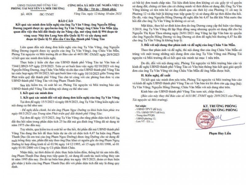 báo cáo kết quả xác minh đơn kiến nghị của người dân về việc thu hồi đất dự án nâng cấp, mở rộng tỉnh lộ 994 báo cáo kết quả xác minh đơn kiến nghị của người dân về việc thu hồi đất dự án nâng cấp, mở rộng tỉnh lộ 994