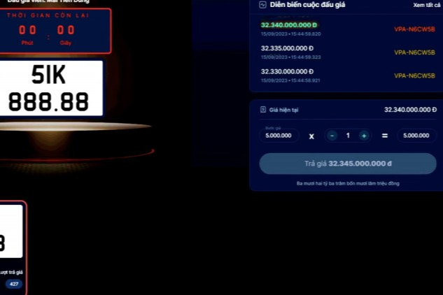 biển số xe siêu VIP 51K-888.88 chính thức đấu giá lại