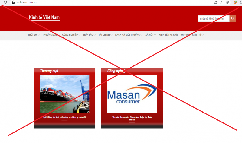 Mạo danh chuyên trang Kinh tế Việt Nam của Báo Công Thương Mạo danh chuyên trang Kinh tế Việt Nam của Báo Công Thương