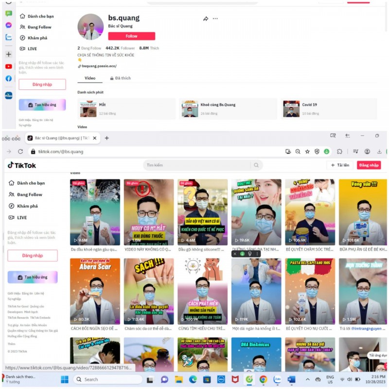 Không chỉ quảng cáo sữa, “bác sĩ Quang” còn quảng cáo cho nhiều sản phẩm nhãn hiệu khác khi khoác áo blouse. Không chỉ quảng cáo sữa, “bác sĩ Quang” còn quảng cáo cho nhiều sản phẩm nhãn hiệu khác khi khoác áo blouse.