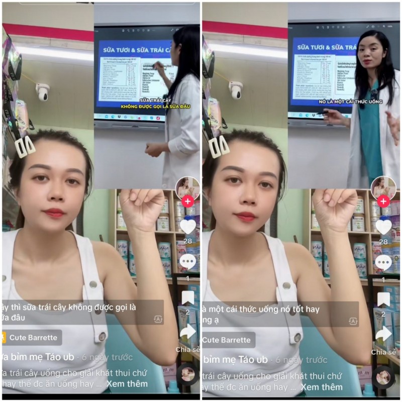 Clip của “Bác sĩ Huế dinh dưỡng” còn được các “mẹ bỉm sữa” tải về dẫn lại so sánh sữa trái cây và sữa khác Clip của “Bác sĩ Huế dinh dưỡng” còn được các “mẹ bỉm sữa” tải về dẫn lại so sánh sữa trái cây và sữa khác