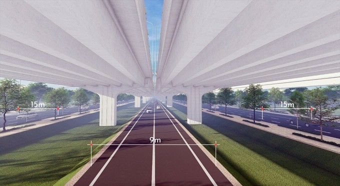 Vành đai 4 vùng Thủ đô sẽ gồm đường trên cao và dưới thấp. Đồ họa: Ban Quản lý dự án