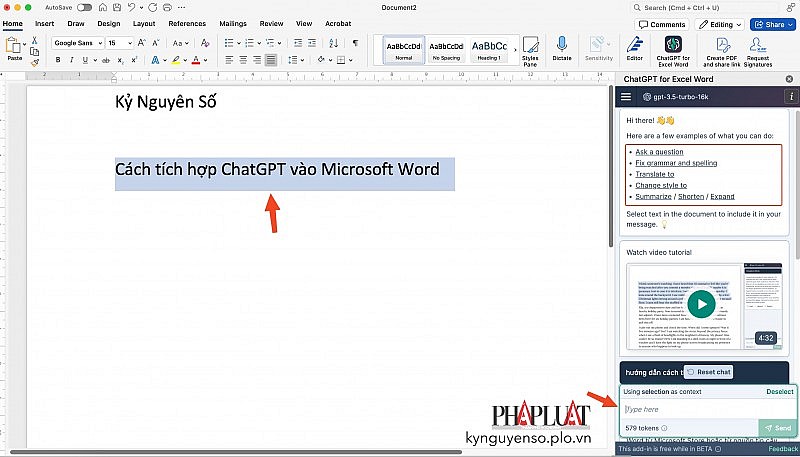 Hướng dẫn cách tích hợp ChatGPT vào Microsoft Word mới nhất năm 2023 Hướng dẫn cách tích hợp ChatGPT vào Microsoft Word mới nhất năm 2023