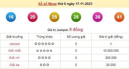 Vietlott 17/11, kết quả xổ số Vietlott hôm nay 17/11/2023, Vietlott Mega 6/45 17/11 Vietlott 17/11, kết quả xổ số Vietlott hôm nay 17/11/2023, Vietlott Mega 6/45 17/11