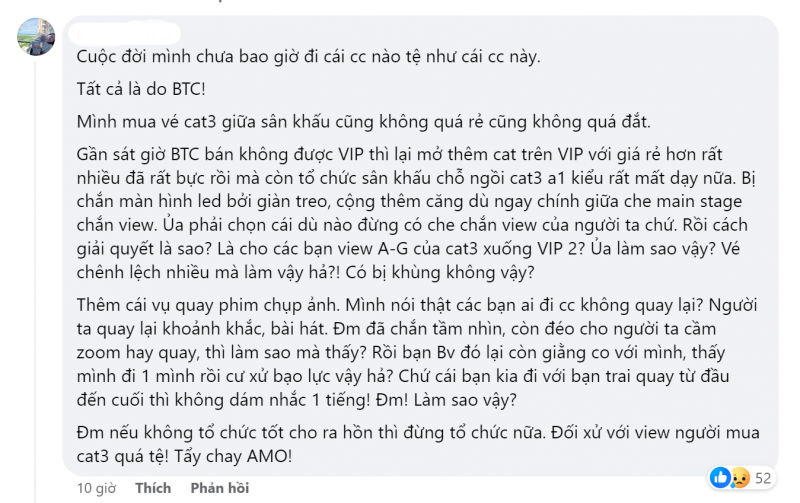 Sự phẫn nộ của các khán giả khi xem concert tối qua. Ảnh chụp màn hình Sự phẫn nộ của các khán giả khi xem concert tối qua. Ảnh chụp màn hình