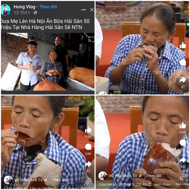 Hình ảnh cắt từ clip bà Tân ăn uống gây tranh cãi Hình ảnh cắt từ clip bà Tân ăn uống gây tranh cãi