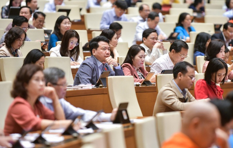 Quốc hội thảo luận ở hội trường về dự án Luật Thủ đô (sửa đổi)