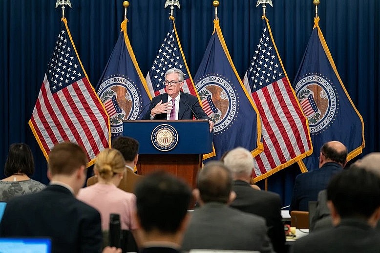 Chủ tịch Fed Jerome Powell phát biểu tại một cuộc họp báo ở Washington, D.C. (Ảnh: THX/ TTXVN) Chủ tịch Fed Jerome Powell phát biểu tại một cuộc họp báo ở Washington, D.C. (Ảnh: THX/ TTXVN)