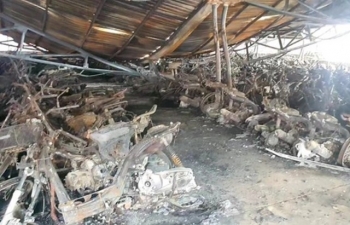 Thanh Hóa: Cháy lớn tại Trường đại học Hồng Đức khiến hơn 300 xe máy, xe đạp điện bị thiêu rụi