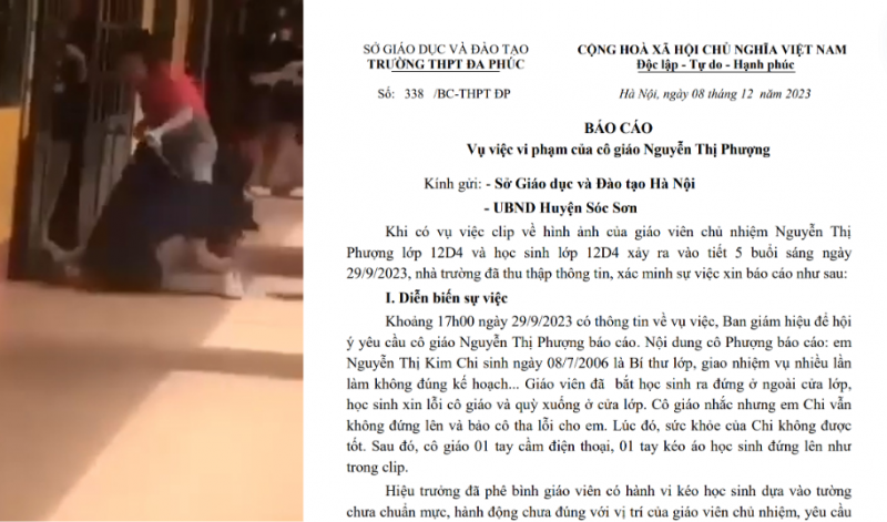 Báo cáo của trường THPT Đa Phúc về vụ nữ sinh quỳ khóc trước cửa lớp Báo cáo của trường THPT Đa Phúc về vụ nữ sinh quỳ khóc trước cửa lớp