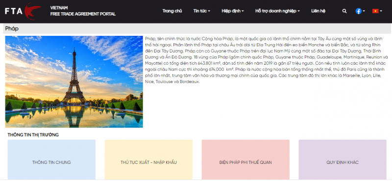 Cổng thông tin FTAP cung cấp thông tin thị trường Pháp