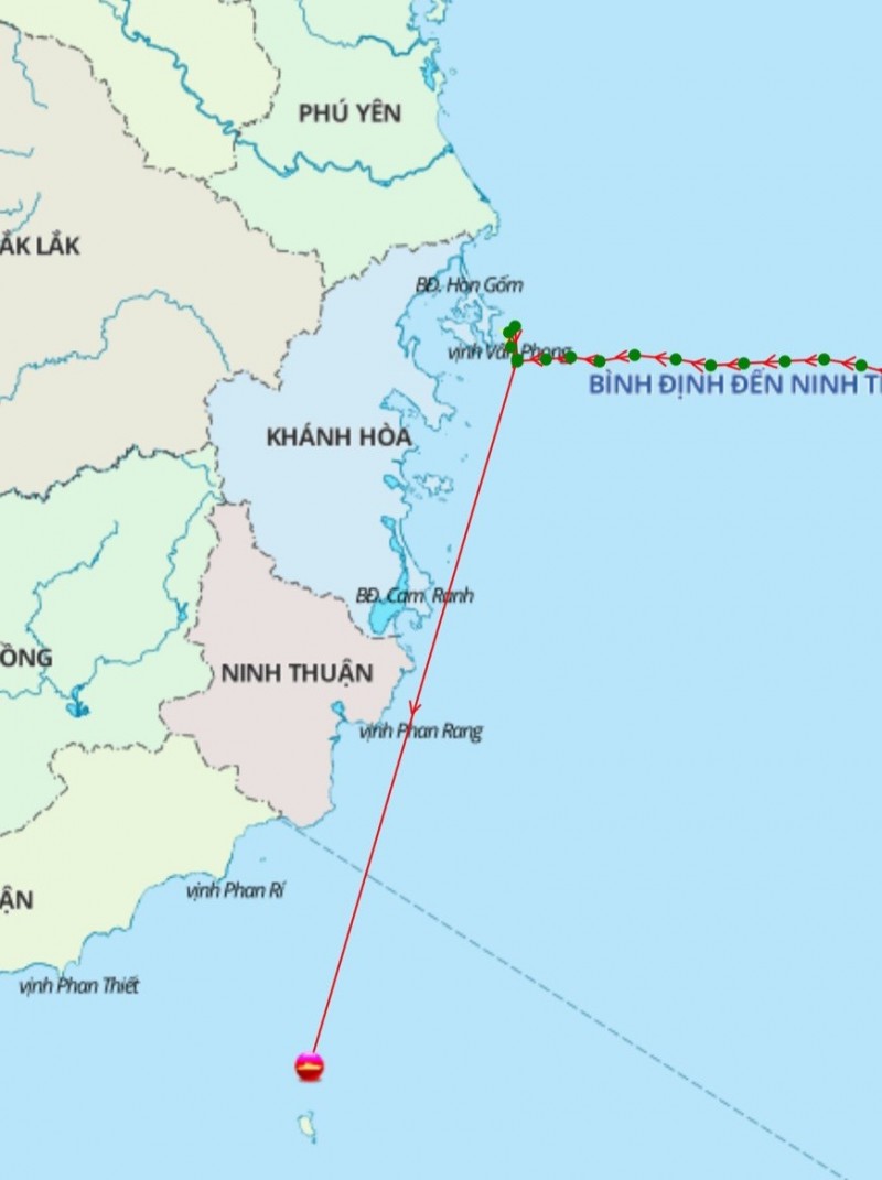 Theo nhận định, tín hiệu từ thiết bị giám sát hành trình của tàu cá đang trôi tự do. (Ảnh: Bộ Chỉ huy Bộ đội Biên phòng tỉnh Phú Yên) Theo nhận định, tín hiệu từ thiết bị giám sát hành trình của tàu cá đang trôi tự do. (Ảnh: Bộ Chỉ huy Bộ đội Biên phòng tỉnh Phú Yên)