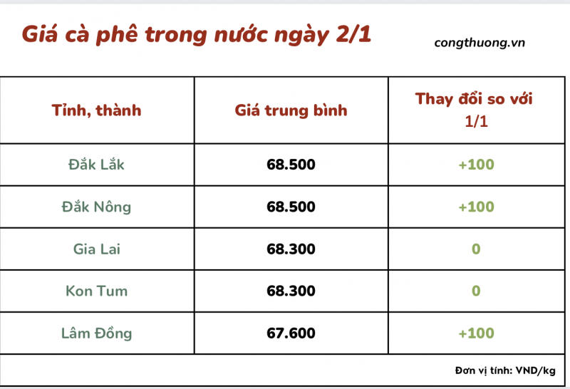 Giá cà phê 3/1, giá cà phê trong nước ngày 3/1/2024 Giá cà phê 3/1, giá cà phê trong nước ngày 3/1/2024