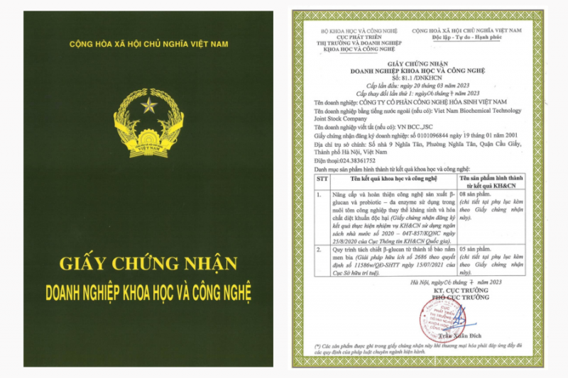 Giấy chứng nhận doanh nghiệp khoa học và công nghệ