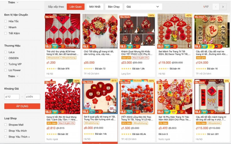 Sức mua hàng trang trí Tết tại cửa hàng truyền thống chậm, online nhộn nhịp Sức mua hàng trang trí Tết tại cửa hàng truyền thống chậm, online nhộn nhịp