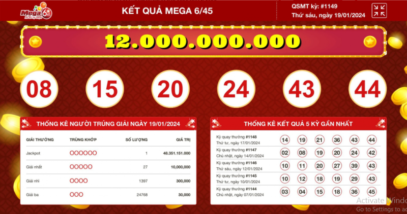 Tối 19/1, Vietlott tìm thấy 1 vé số trúng giải Jackpot trị giá hơn 48 tỷ đồng Tối 19/1, Vietlott tìm thấy 1 vé số trúng giải Jackpot trị giá hơn 48 tỷ đồng