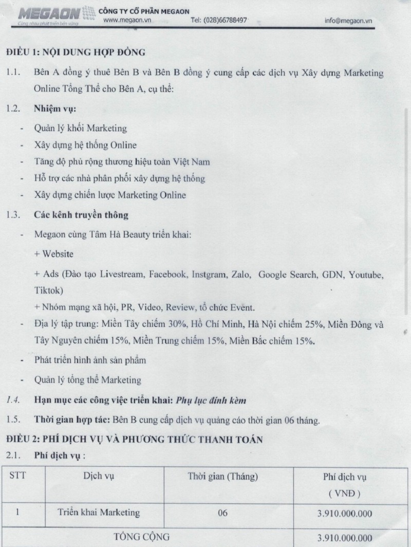 Ký hợp đồng marketing gần 4 tỷ đồng với Megaon, khách hàng nhận lại sự “ức chế” Ký hợp đồng marketing gần 4 tỷ đồng với Megaon, khách hàng nhận lại sự “ức chế”