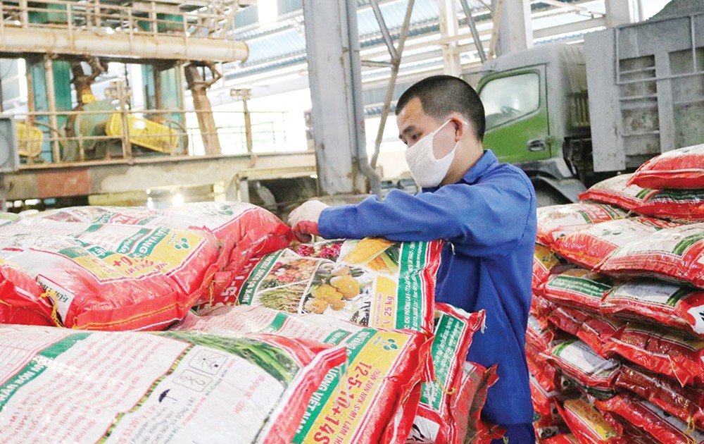 Công nhân Công ty CP Supe phốt phát và Hóa chất Lâm Thao kiểm tra sản phẩm trước khi xuất bán ra thị trường. Công nhân Công ty CP Supe phốt phát và Hóa chất Lâm Thao kiểm tra sản phẩm trước khi xuất bán ra thị trường.