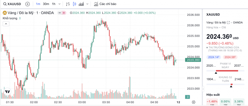 Giá vàng hôm nay 12/2/2024: Vàng