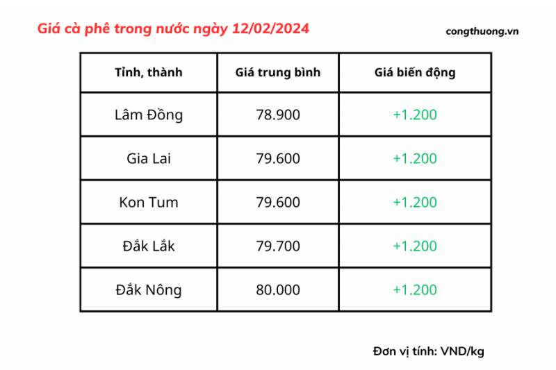 Giá cà phê mới nhất ngày 12/2/2024