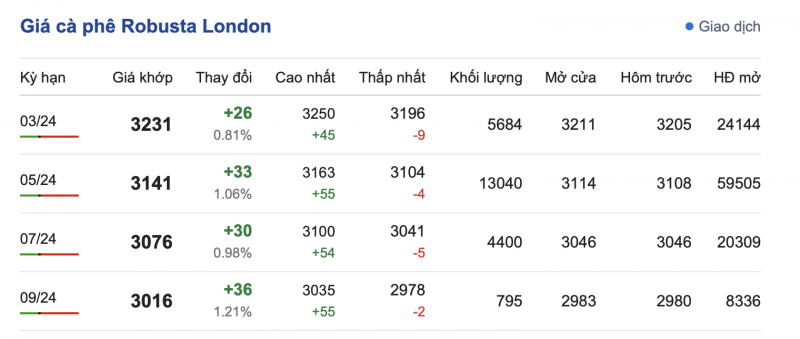 Giá cà phê 18/2, giá cà phê trong nước ngày 18/2/2024 Giá cà phê 18/2, giá cà phê trong nước ngày 18/2/2024