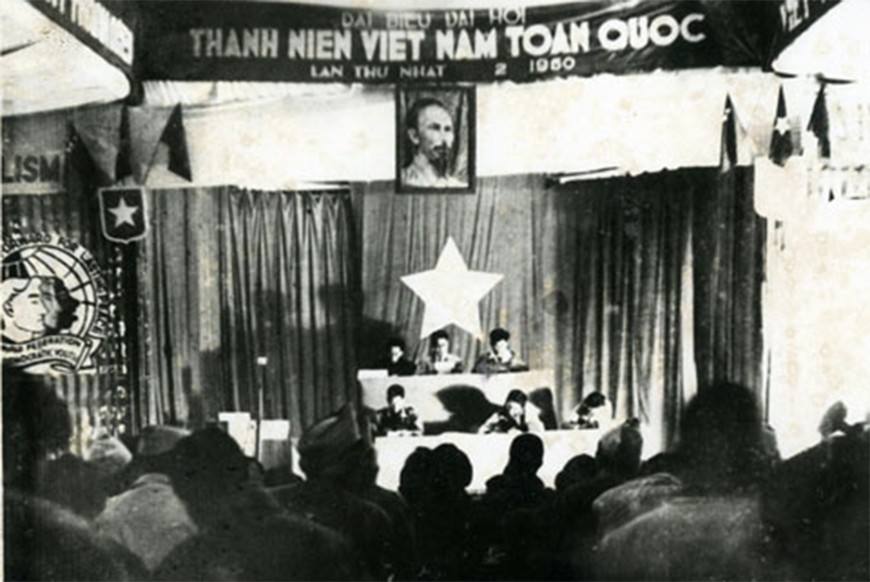 Đại hội lần thứ nhất Đoàn thanh niên cứu quốc và Liên đoàn thanh niên Việt Nam tại Việt Bắc. Ảnh tư liệu. Đại hội lần thứ nhất Đoàn thanh niên cứu quốc và Liên đoàn thanh niên Việt Nam tại Việt Bắc. Ảnh tư liệu.