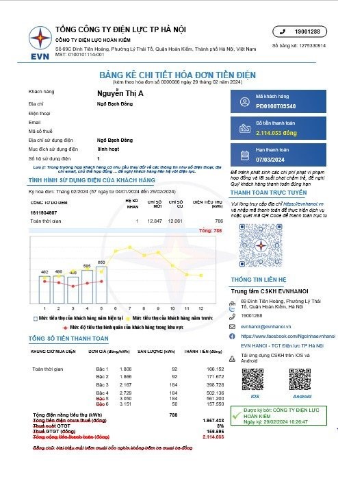 Ví dụ bảng kê chi tiết hóa đơn tiền điện tháng thay đổi lịch ghi chỉ số công tơ năm 2024 Ví dụ bảng kê chi tiết hóa đơn tiền điện tháng thay đổi lịch ghi chỉ số công tơ năm 2024