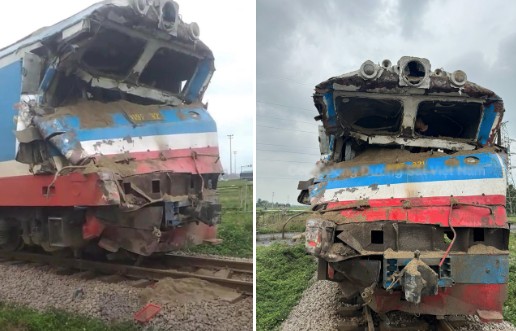 Nghệ An: Xe ben vượt ẩu, va chạm với tàu hoả