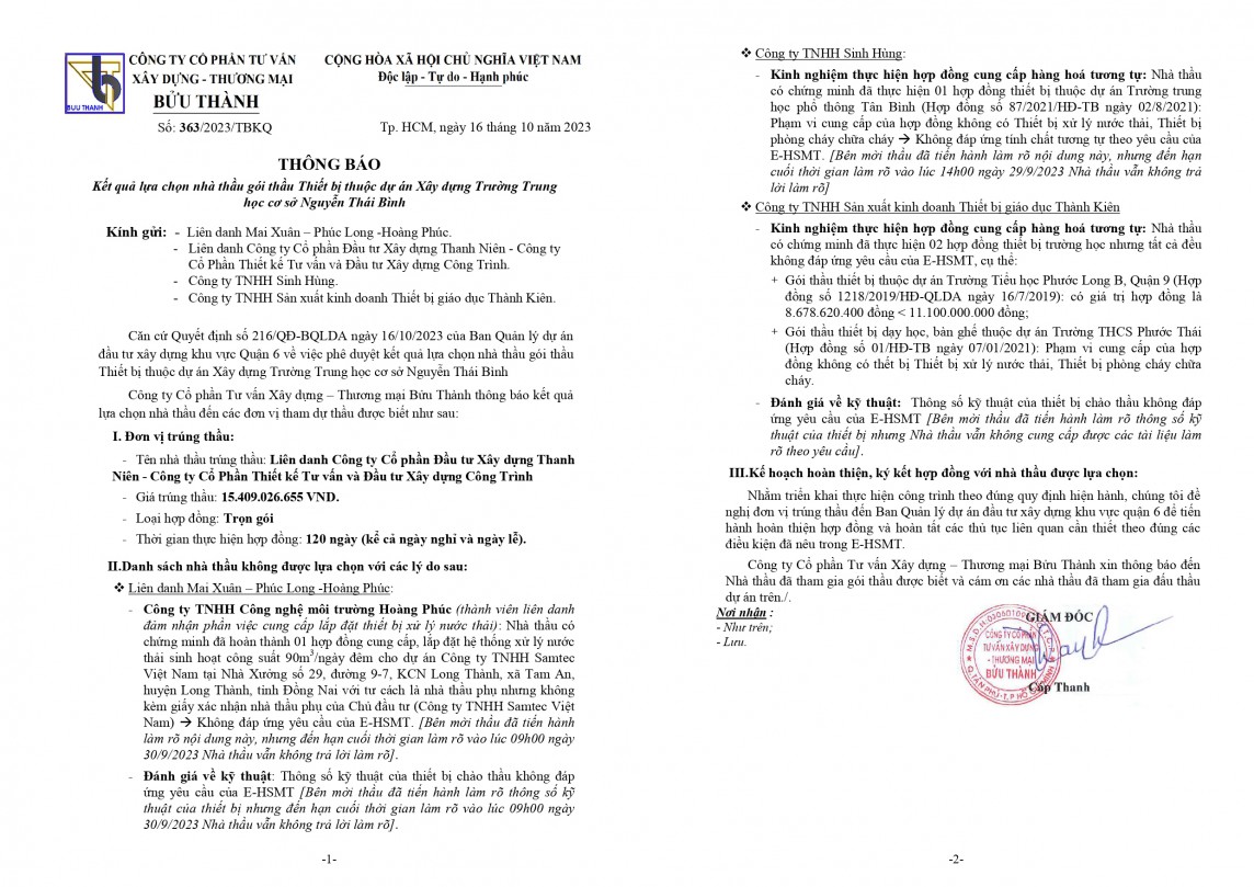 Giá trúng thầu Gói thầu mua sắm thiết bị cao hơn mức giá chủ đầu tư đưa ra hơn 30%. Giá trúng thầu Gói thầu mua sắm thiết bị cao hơn mức giá chủ đầu tư đưa ra hơn 30%.