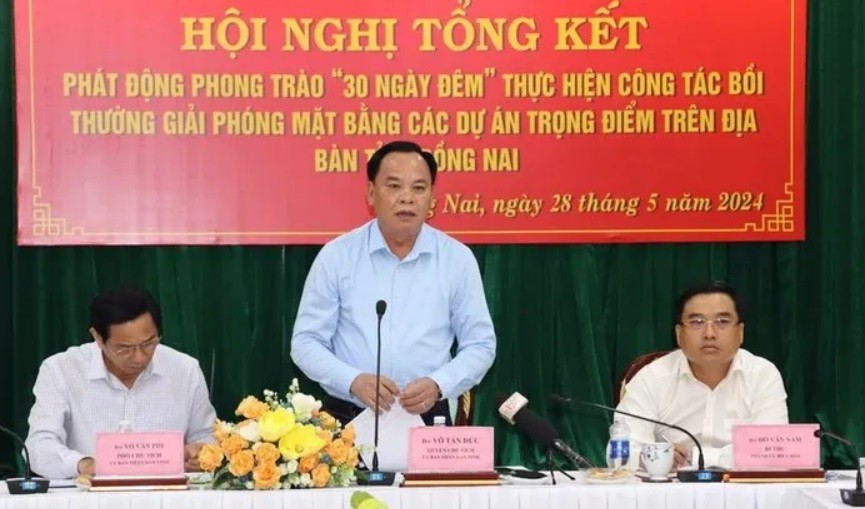 quyền Chủ tịch Ủy ban nhân dân tỉnh Đồng Nai Võ Tấn Đức đã chủ trì hội nghị tổng kết phong trào '30 ngày, đêm' thực hiện công tác bồi thường giải phóng mặt bằng các dự án trọng điểm quốc gia và dự án của tỉnh quyền Chủ tịch Ủy ban nhân dân tỉnh Đồng Nai Võ Tấn Đức đã chủ trì hội nghị tổng kết phong trào '30 ngày, đêm' thực hiện công tác bồi thường giải phóng mặt bằng các dự án trọng điểm quốc gia và dự án của tỉnh
