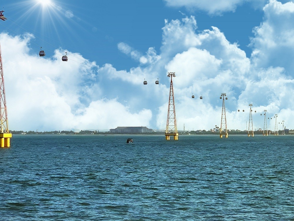 Cáp treo vượt biển đầu tiên và duy nhất khu vực cho du khách cái nhìn toàn cảnh Cáp treo vượt biển đầu tiên và duy nhất khu vực cho du khách cái nhìn toàn cảnh