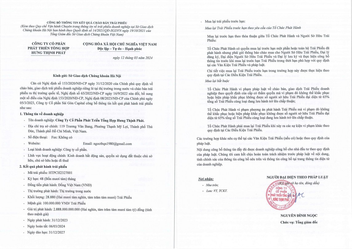 Kinh doanh thua lỗ, Công ty Hưng Thịnh Phát vẫn được ngân hàng bảo lãnh thanh toán lô trái phiếu gần 3.000 tỷ đồng (Ảnh Ngân Nga). trái phiếu Kinh doanh thua lỗ, Công ty Hưng Thịnh Phát vẫn được ngân hàng bảo lãnh thanh toán lô trái phiếu gần 3.000 tỷ đồng (Ảnh Ngân Nga).