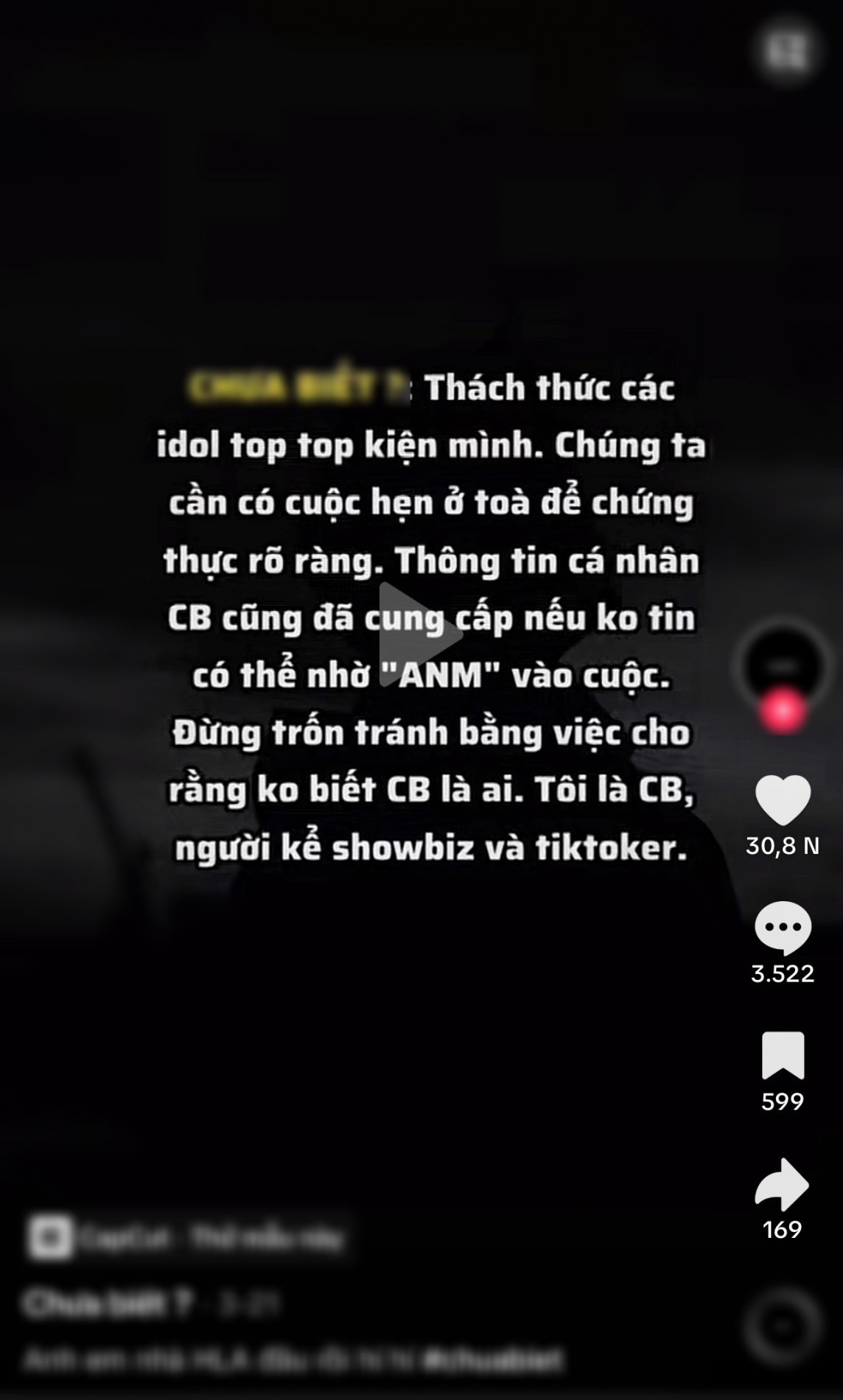 TikToker ‘Chưa Biết’ và chiêu trò câu view, câu like rẻ tiền bất chấp pháp luật, ai là nạn nhân tiếp theo?