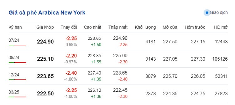 Dự báo giá cà phê ngày 19/6/2024: