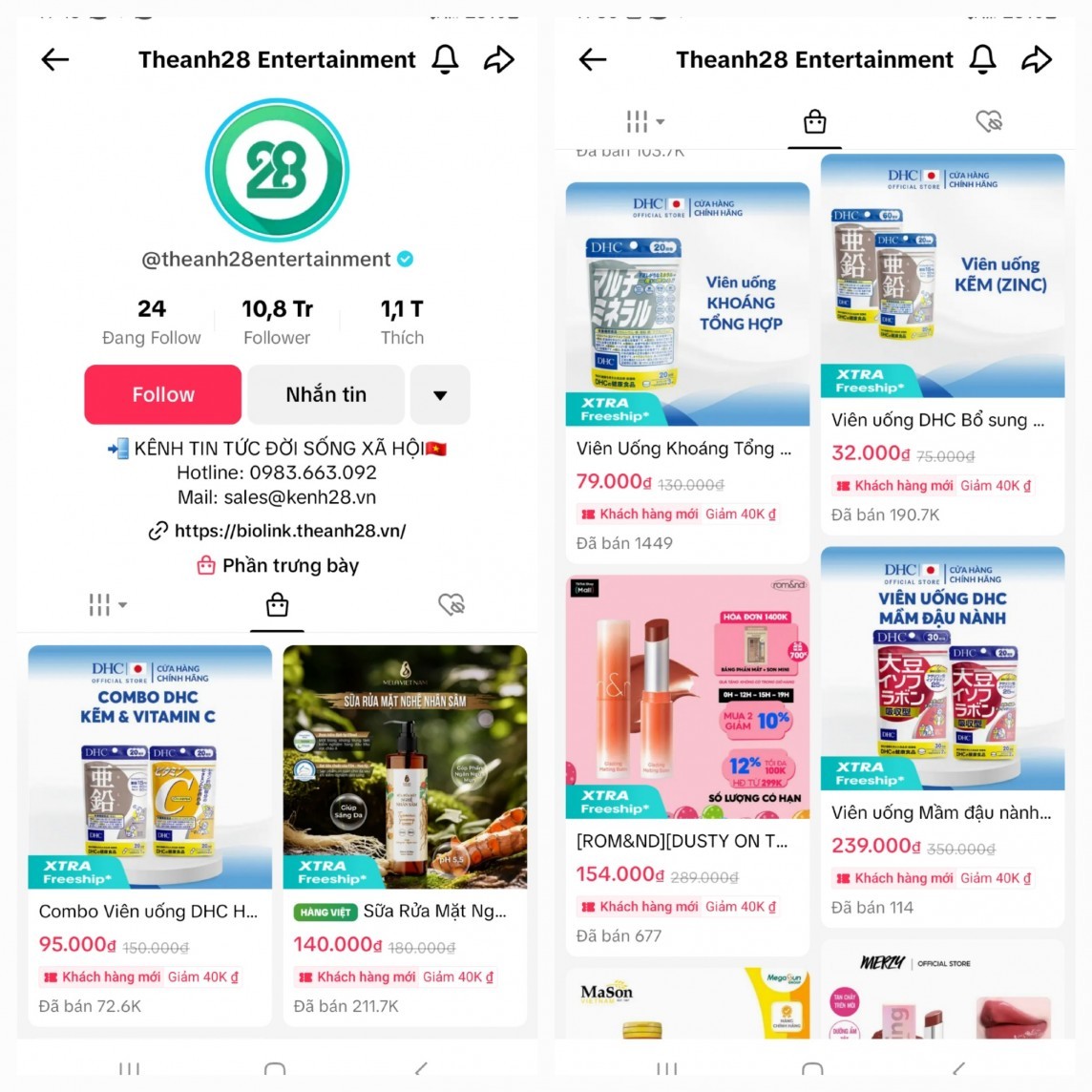 Thế Anh 28 tiếp thị, gắn giỏ hàng DHC: Sự mập mờ trong tên gọi sản phẩm Thế Anh 28 tiếp thị, gắn giỏ hàng DHC: Sự mập mờ trong tên gọi sản phẩm
