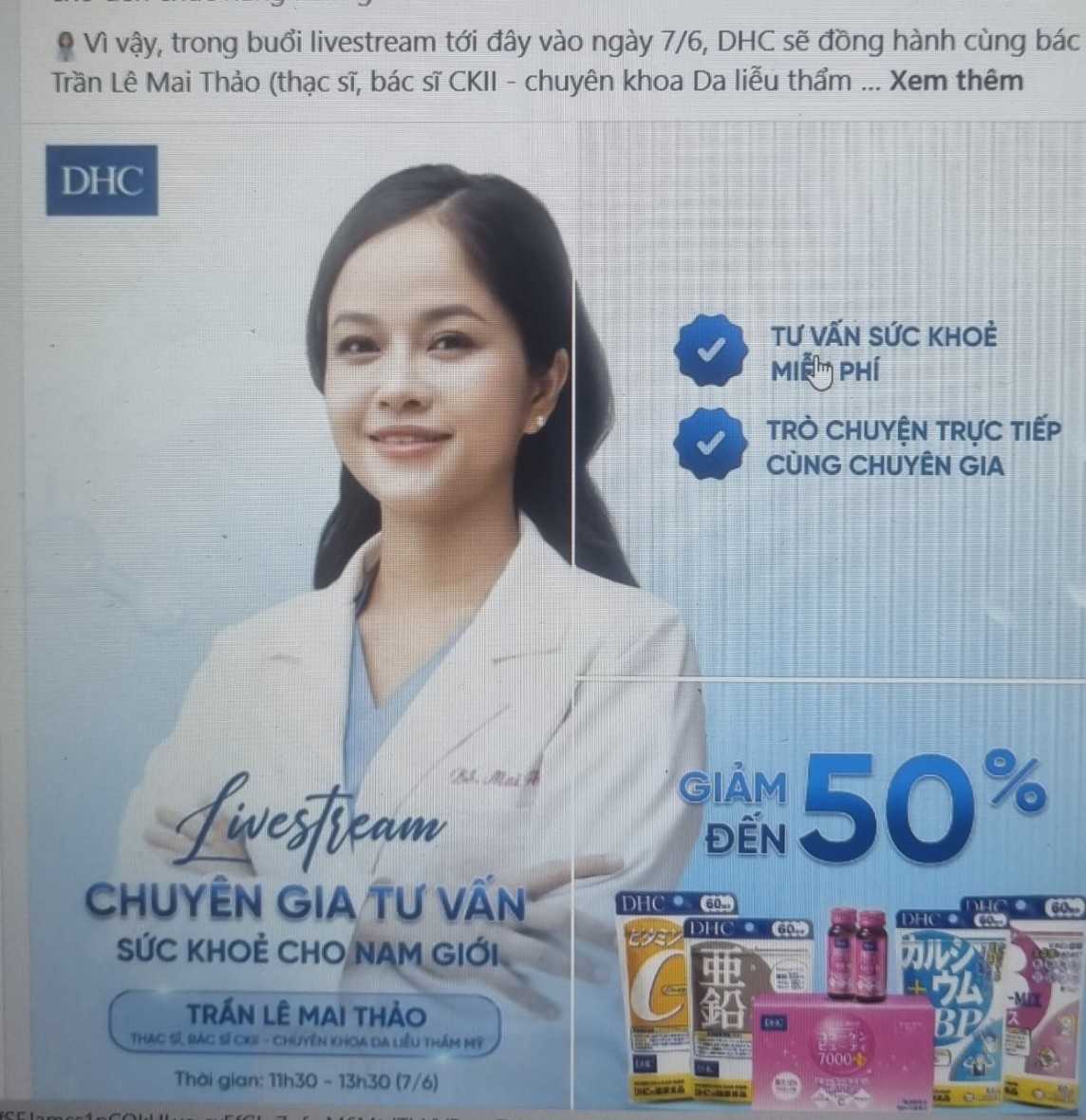 Loạt bác sĩ quảng cáo sản phẩm cho DHC trên trang facebook DHC Vietnam Loạt bác sĩ quảng cáo sản phẩm cho DHC trên trang facebook DHC Vietnam
