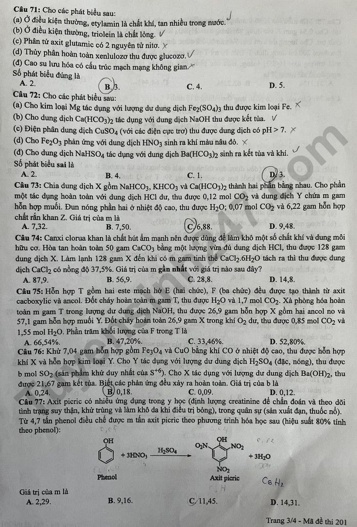Cập nhật Đề thi và đáp án môn Hoá học mã đề 201 tốt nghiệp THPT 2024 Cập nhật Đề thi và đáp án môn Hoá học mã đề 201 tốt nghiệp THPT 2024