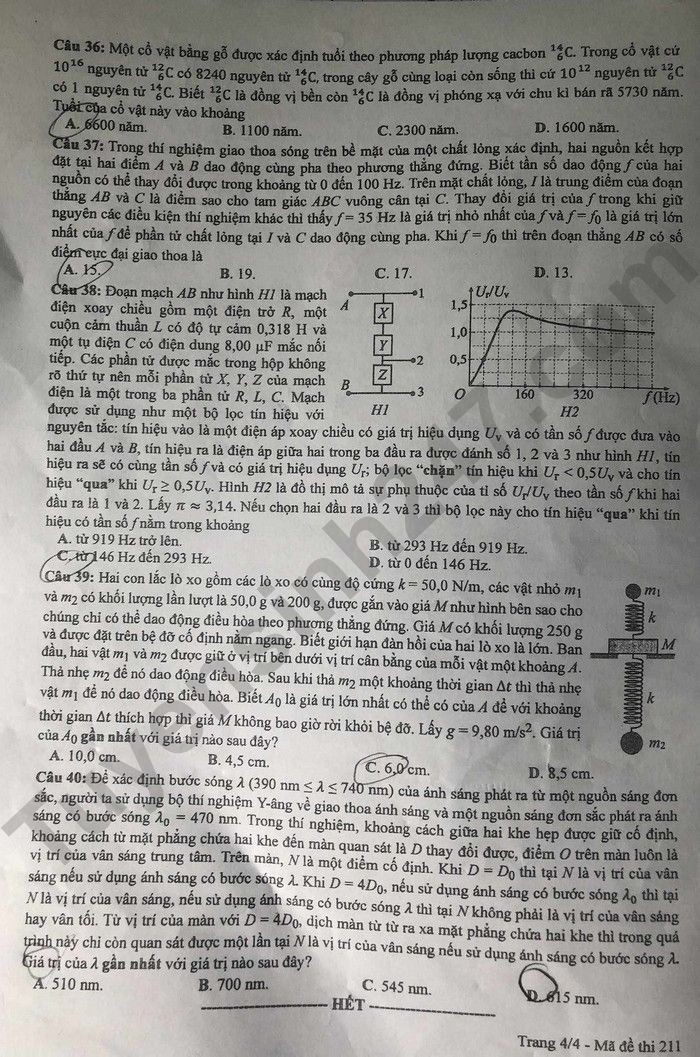 Cập nhật Đề thi và đáp án môn Vật lý mã 211 tốt nghiệp THPT 2024 Cập nhật Đề thi và đáp án môn Vật lý mã 211 tốt nghiệp THPT 2024