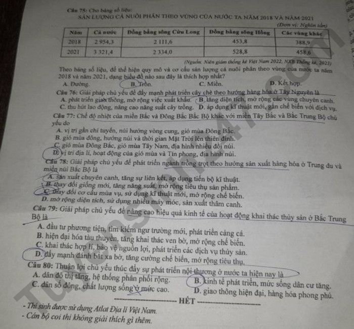 Cập nhật đề thi và đáp án môn Địa lý mã 311 kỳ thi tốt nghiệp THPT 2024 Cập nhật đề thi và đáp án môn Địa lý mã 311 kỳ thi tốt nghiệp THPT 2024