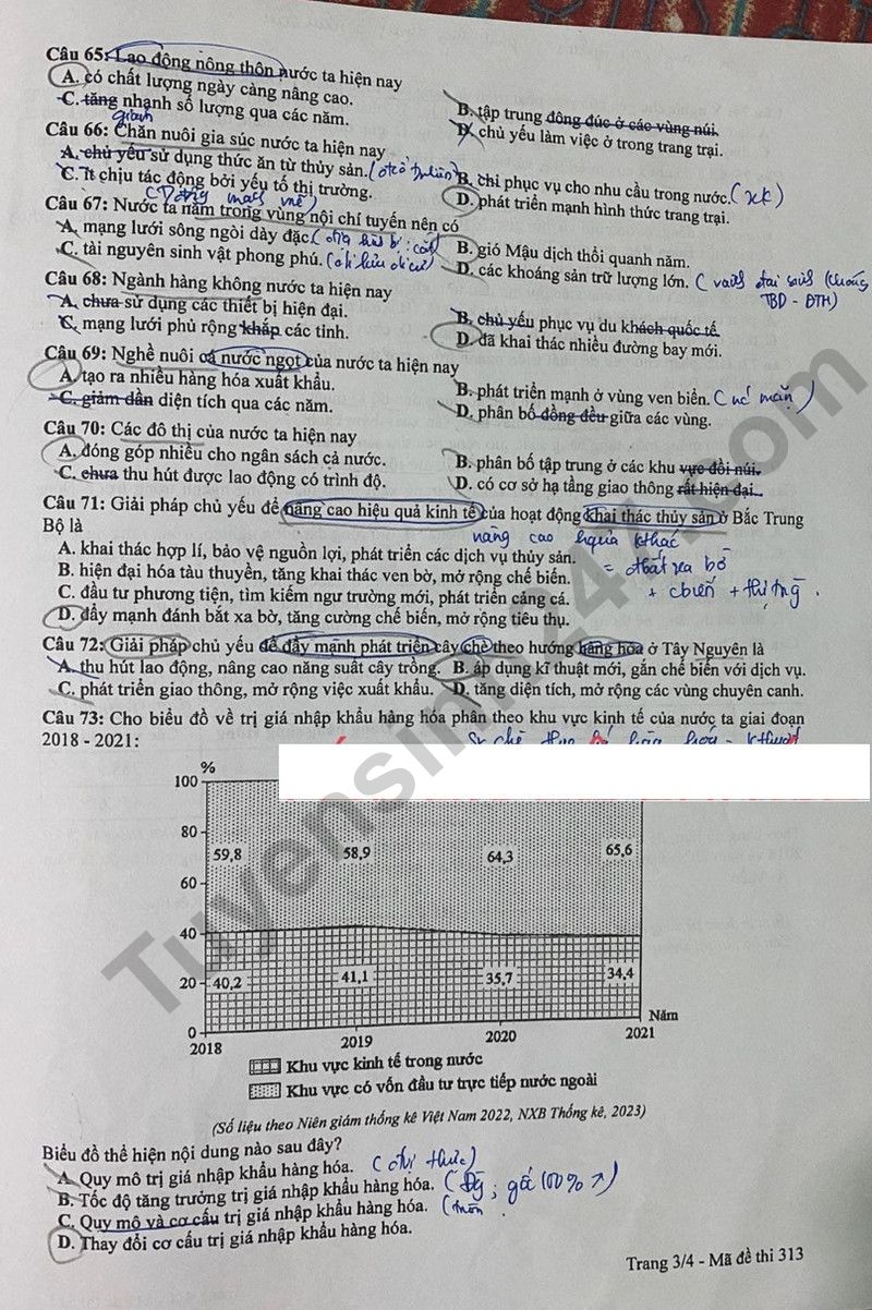 Cập nhật đề thi và đáp án môn Địa lý mã 313 kỳ thi tốt nghiệp THPT 2024 Cập nhật đề thi và đáp án môn Địa lý mã 313 kỳ thi tốt nghiệp THPT 2024