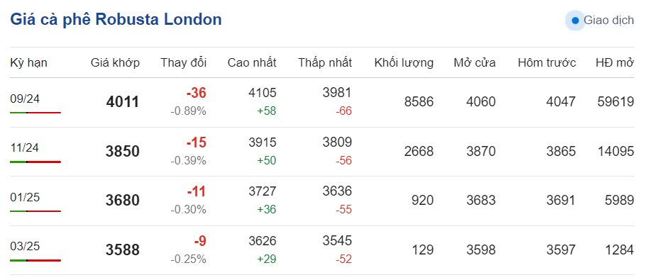Giá cà phê hôm nay 1/7/2024: Giá cà phê Giá cà phê hôm nay 1/7/2024: Giá cà phê