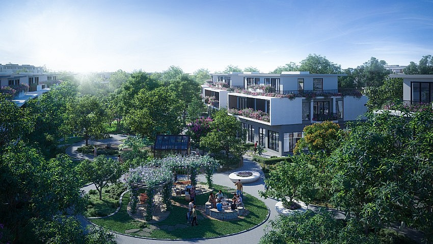 Mặt sau mỗi căn biệt thự là nơi ông bà, cha mẹ có thể thư thái uống trà, con nhỏ được thỏa sức nô đùa nơi bãi cỏ. Mặt sau mỗi căn biệt thự là nơi ông bà, cha mẹ có thể thư thái uống trà, con nhỏ được thỏa sức nô đùa nơi bãi cỏ.