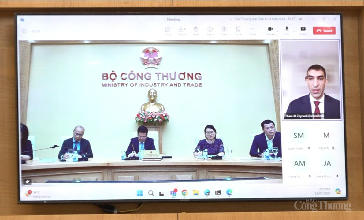 Bộ trưởng Bộ Công Thương Nguyễn Hồng Diên làm việc trực tuyến với Quốc vụ khanh Bộ Kinh tế UAE Bộ trưởng Bộ Công Thương Nguyễn Hồng Diên làm việc trực tuyến với Quốc vụ khanh Bộ Kinh tế UAE