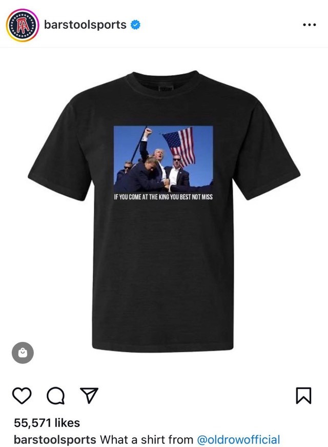 Hình ảnh ông Trump “giơ nắm đấm” tạo nên cơn sốt áo thun sau vụ ám sát hụt Hình ảnh ông Trump “giơ nắm đấm” tạo nên cơn sốt áo thun sau vụ ám sát hụt