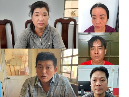Các đối tượng: Bùi Thu Hà, Dương Nhựt Quế, Nguyễn Thị Cúc, Huỳnh Văn Lến, Đổ Bé Hoàng (từ trên xuống, từ trái sang) Các đối tượng: Bùi Thu Hà, Dương Nhựt Quế, Nguyễn Thị Cúc, Huỳnh Văn Lến, Đổ Bé Hoàng (từ trên xuống, từ trái sang)
