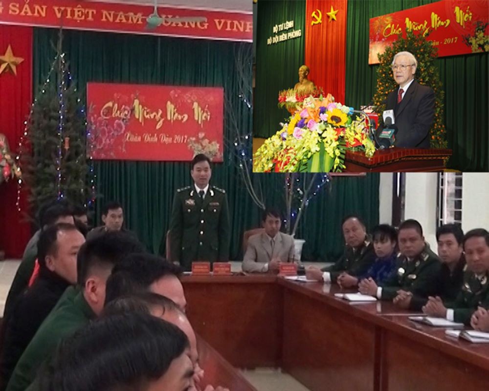 Tổng Bí thư Nguyễn Phú Trọng hỏi thăm, động viên chúc Tết CBCS Đồn Biên phòng Lũng Cú/ BĐBP tỉnh Hà Giang qua hệ thống truyền hình trực tuyến từ điểm cầu Bộ Tư lện BĐBP Tổng Bí thư Nguyễn Phú Trọng hỏi thăm, động viên chúc Tết CBCS Đồn Biên phòng Lũng Cú/ BĐBP tỉnh Hà Giang qua hệ thống truyền hình trực tuyến từ điểm cầu Bộ Tư lện BĐBP