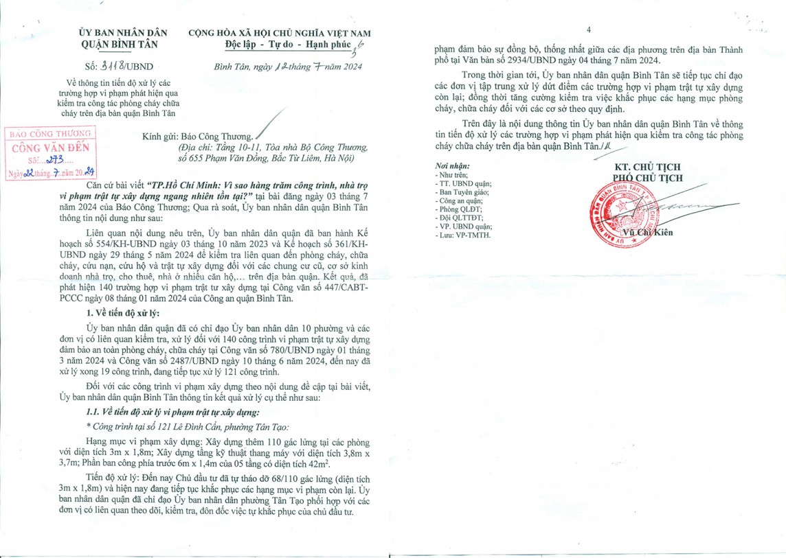 TP. Hồ Chí Minh: Quận Bình Tân khó xử lý các công trình vi phạm trật tự xây dựng TP. Hồ Chí Minh: Quận Bình Tân khó xử lý các công trình vi phạm trật tự xây dựng