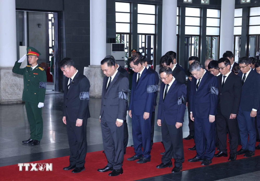 Đoàn Bảo hiểm Xã hội Việt Nam viếng Tổng Bí thư Nguyễn Phú Trọng. (Ảnh: TTXVN) TTXVN_2507baohiemxahoi.jpg