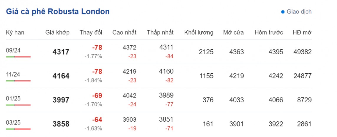 Dự báo giá cà phê ngày 27/7/2024: Tăng nhẹ trở lại?